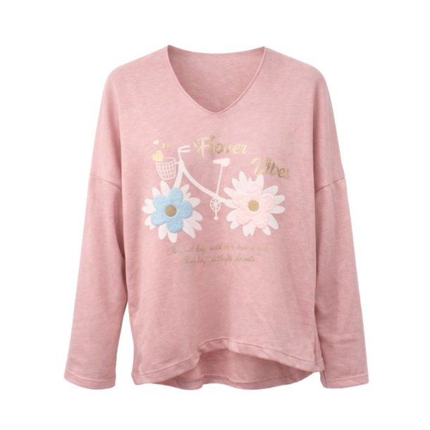 Pink bluse med blomster fra MOOYA model 18823