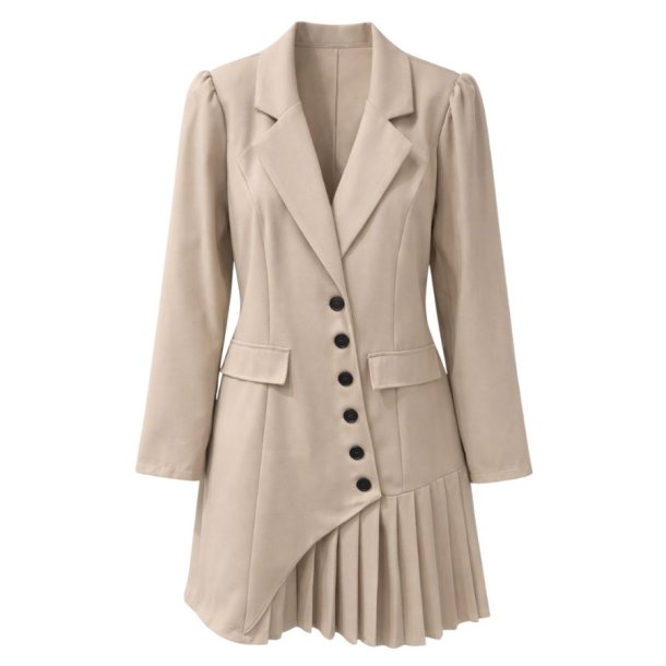 Beige jakke med plisseret sk�rt fra MOOYA model I13201