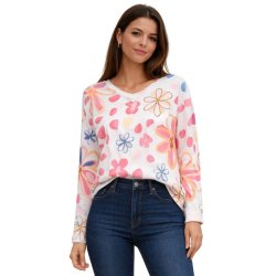 Hvid bluse med blomsterprint fra MOOYA model I8823-3