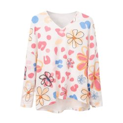 Hvid bluse med blomsterprint fra MOOYA model I8823-3