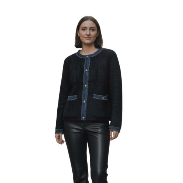 Sort cardigan med kontrastdetaljer fra MOOYA model XY002