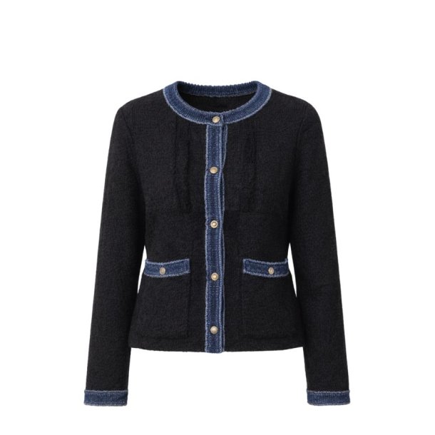 Sort cardigan med kontrastdetaljer fra MOOYA model XY002